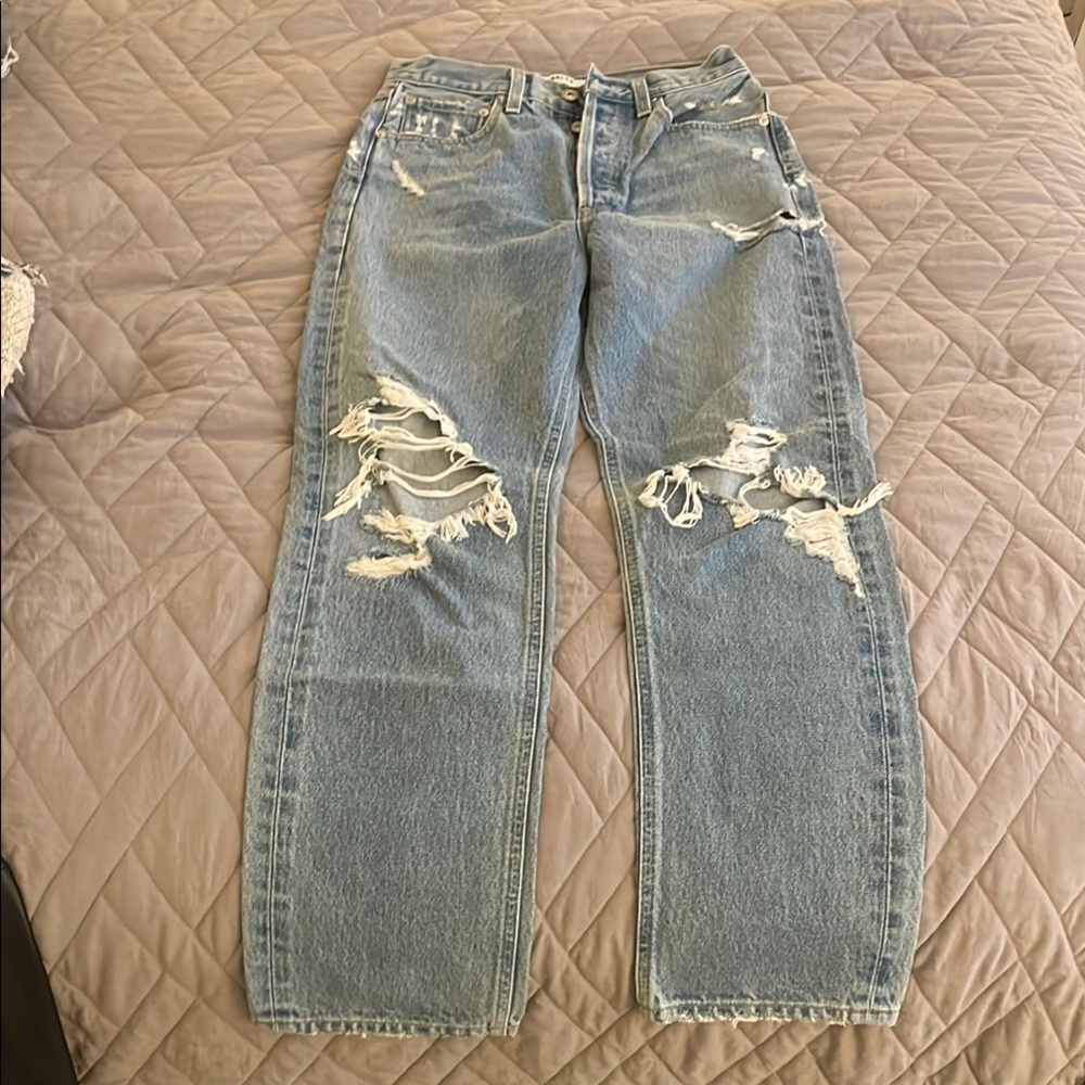 Agolde Distressed Light Blue Women's wide leg Jeans